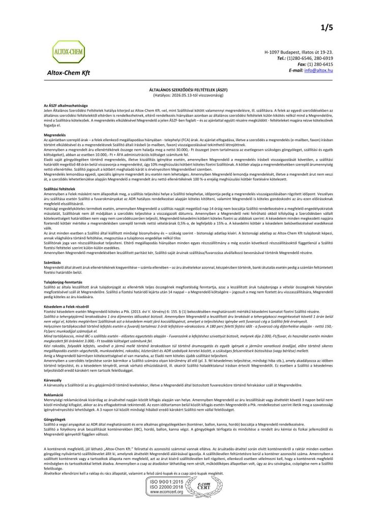 ÁSZF - Altox-Chem 260513-1